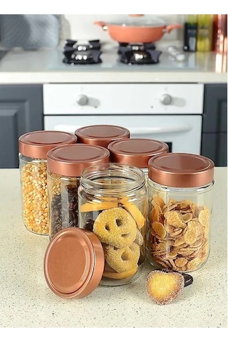 Cosiness 6 Parça Cam Kavanoz Seti Bronz