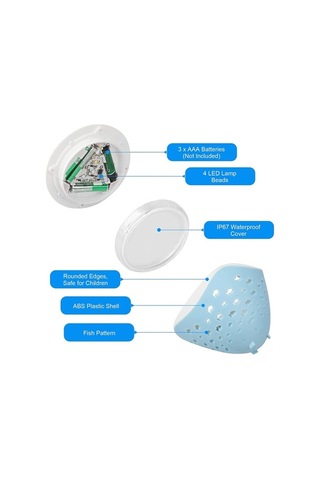 Dancemonkey Yüzen Havuz Işığı: Balık Desenli, 6 Modlu, Ip67 Su Geçirmez, Çocuk Güvenli, Beyaz-mavi Beyaz - Mavi