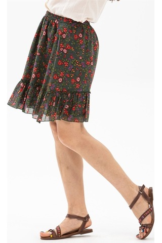 Buse Vual Kısa Etek Tomurcuk Desen Yeşil 6170