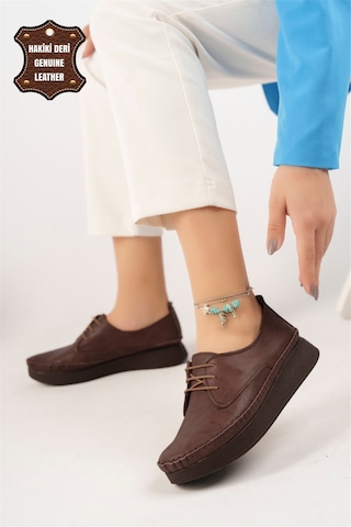 Elit Mn83c Kadın Hakiki Deri Espadril Kahverengi Kahverengi