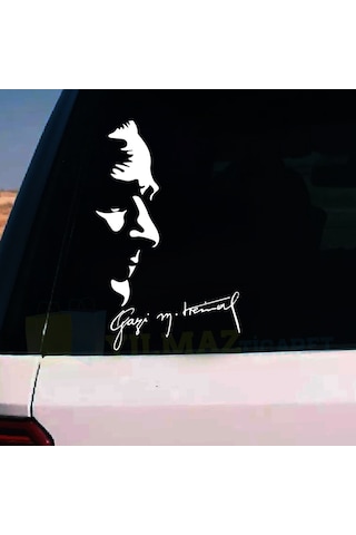 Gazi Mustafa Kemal Atatürk Silüeti Imza Araba Oto Sticker Etiket
