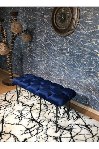 Yirmi15 Metal Ayaklı Babyface Mavi Puf & Bench