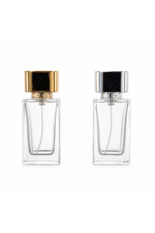 20 Adet Boş Cam Parfüm Şişe, 50 Ml, Küçük Kare Model, Şeffaf-fsk-50-10