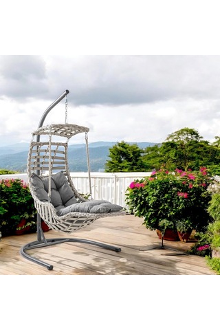 Alaçatı Plus Tekli Rattan Bahçe Balkon Salıncağı Cappuccino Diğer