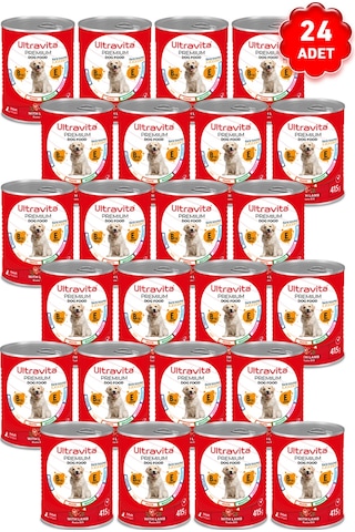 Ultravita Premium Yüksek Proteinli Kuzulu Konserve Yetişkin Köpek Maması 24 x 415 G Ultravita Premium Yüksek Proteinli Kuzulu Konserve Yetişkin Köpek Maması 24 x 415 G