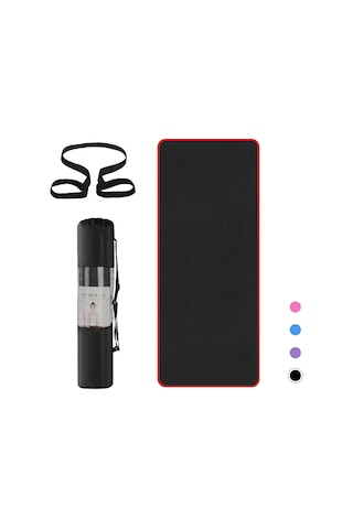 Ranyeek Sıçramaz Dikişli Yoga Mat 183x61x1cm: Kaymaz Yüzey, Omuz-diz Koruma, Taşıma Askısı Ve Ağıllı Çanta İle Siyah Çok Renkli