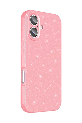 Apple Uyumlu iPhone 16 Plus Kılıf Kamera Korumalı Simli Silikon Üstün Koruma Cherena Açık Pembe
