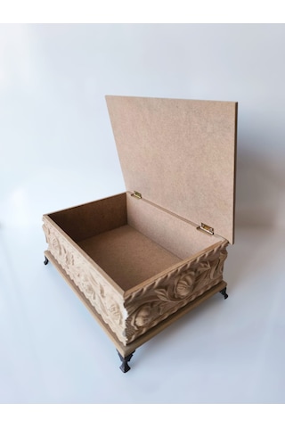 Ahşap-boyanabilir Ham Mdf-çiçek Desenli-çok Amaçlı Dekoratif Kutu