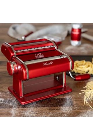 Marcato Atlas 150 Plus Kırmızı Makarna Makinesi + Pastabike Hamur Kesme Çarkı Seti