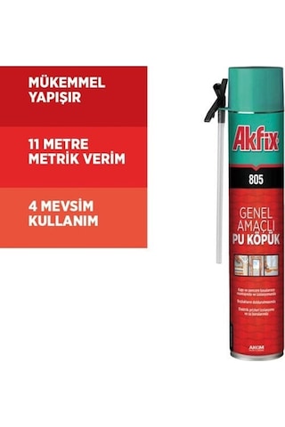 Akfix 805 Genel Amaçlı Pu Köpük 750 Ml 850 Gr 12 Adet
