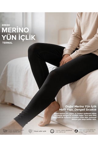 Bolero M62 Erkek Termal Alt Yün İçlik Siyah