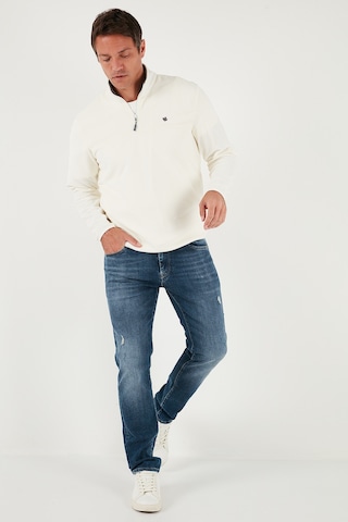 Buratti Slim Fit Anti-Pilling Tüylenme Yapmayan Bato Yaka Kışlık Şardonlu Erkek Polar 5906001 Ekru