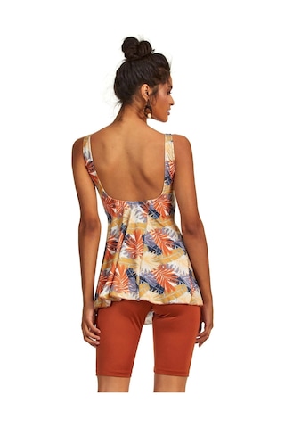 Argento 0551-9165 Yaprak Desenli Yarı Kapalı Taytlı Tankini Kiremit