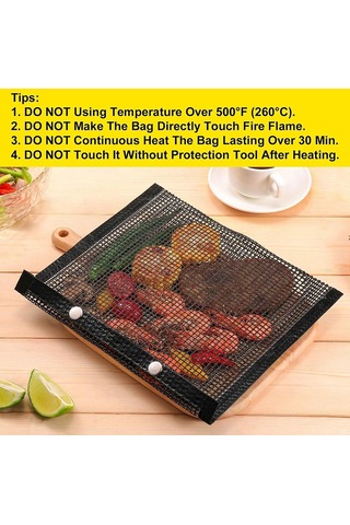 30x24cm Fiberglas Barbekü Izgara Torbaları Örgü Kese Isıya Dayanıklı Barbekü Et Sebze Izgara Çantası Bpa İçermez, Fda Sertifikalı 001