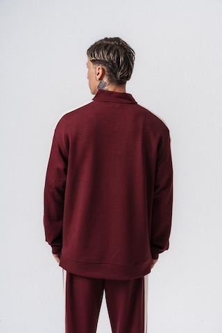 Respire Erkek Şerit Detaylı Yarım Fermuarlı Modal Sweatshirt Vişne Bordo