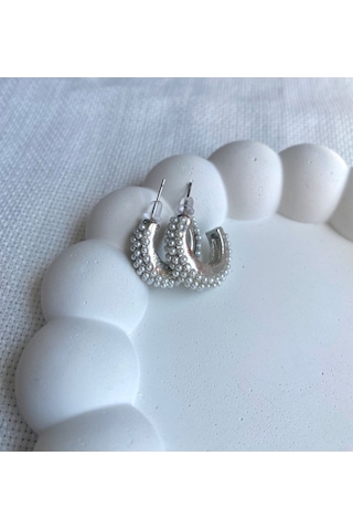 Kadın Küpe Minik Ful İnci Kesik Halka Küpe 001