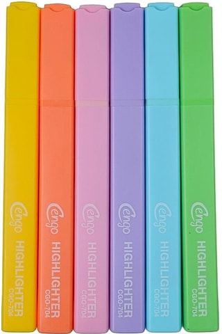 Cengo Kare Tipi Highlighter Fosforlu Kalem Fluorescent Renkler 6lı Set Cgo704 Çok Renkli