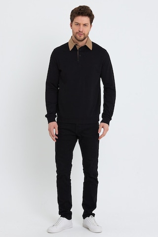 Polostate Erkek 2 İplik Pamuklu Regular Fit Polo Sweat Siyah Gömlek Siyah