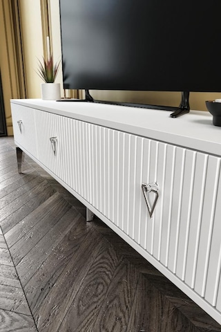 150 CM ZEUGMA MDF MEBRAN KAPAK BEYAZ GÜMÜŞ