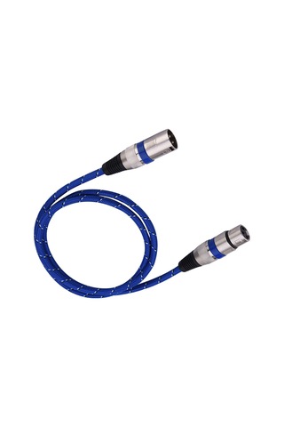 Lemestar Mikrofon Ses Kablosu: Xlr Erkekden Dişeye, 3 Pin Denge, Nilon Örgü, Dayanıklı Mavi, 1 Metre Amfi, Mikser, Sahne Ses