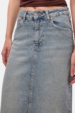Itsbasic Kadın Kot Renk 4s6-32 Maxi Komfort Kumaş Arkadan Yırtmaçlı Denim Etek