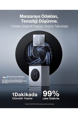 Ecovacs Winbot W3 Omni Cam Silme Robotu Ve Cam Silme Solüsyonu Gri