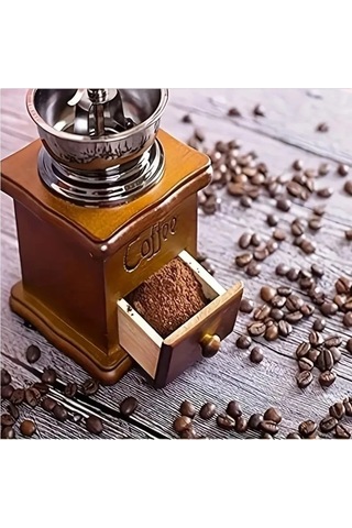 Jialan Vintage Ahşap Manuel Kahve Çekirdeği Değirmeni Dekorasyon Ahşap