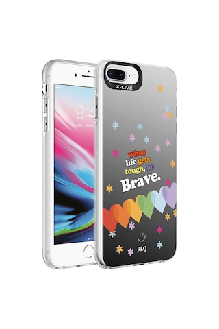 Zore Apple Uyumlu iPhone 8 Plus Kılıf Desenli Silver Sert Kapak - Kalp Kalp