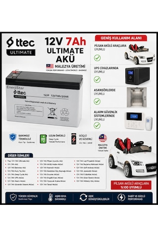 Ttec Ultimate 12v 7ah Oyuncak Araba Aküsü Pilsan Uyumlu Uzun Ömürlü
