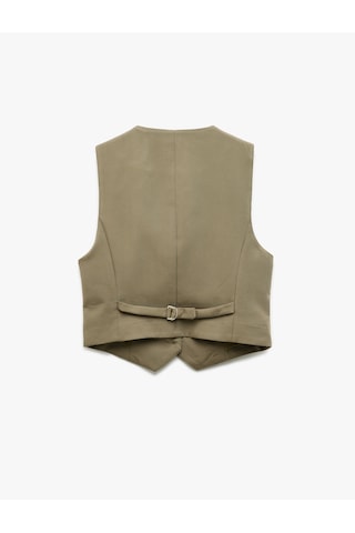 Koton Modal Karışımlı Astarlı Slim Fit V Yaka Düğmeli Blazer Yelek Haki 5sak20006pw Haki