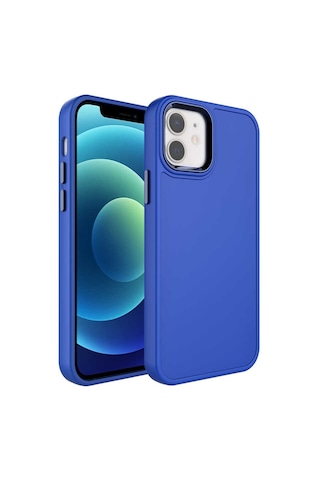 Ariatech Apple Uyumlu iPhone 11 Metal Çerçeve Ve Buton Tasarımlı Sert Botox Kılıf-saks Mavi Saks Mavi