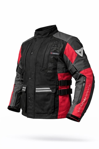 Venom Tourex Kırmızı - Gri Kadın Motosiklet Montu Ce Korumalı