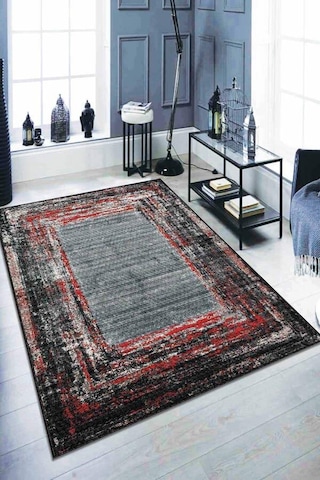 Kırmızı Modern Klasik Kaymaz Tabanlı Dekoratif Halı Ar122n11