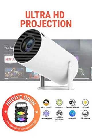 Ultra Hd Taşınabilir Wifi Android Projeksiyon Cihazı Akıllı Sinema