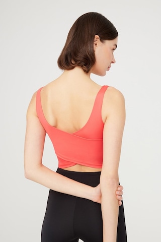 Los Ojos Mercan Hafif Destekli Sırt Detaylı Kaplı Crop Top Büstiyer Cropped Mercan Mercan