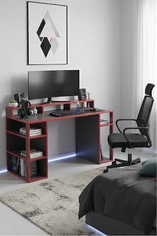 Arena Oyuncu Masası Rgb Işıklı Ledli Uzaktan Kumandalı Siyah