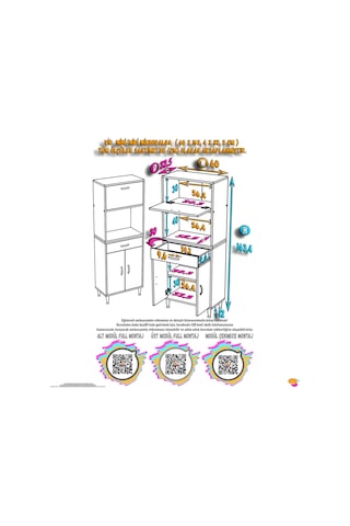 Eliusta Avelin Kapaklı Mini/midi Fırın Dolabı 60 Cm Beyaz Çok Fonksiyonlu 60x163,4x32,5 Cm Mutfak Dolabı Beyaz