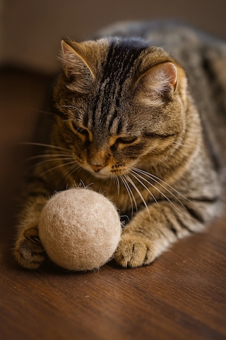 Matgo Pati Doğal Sessiz Kedi Oyun Topu Kedi Oyuncak Yün Yumağı - Hareket Ve Gelişimi Krem