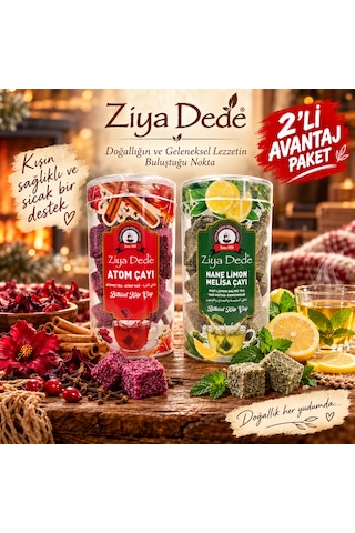 Ziya Dede 2'li Avantaj Paketi Atom Çayı, Nane Limon Melisa Çayı Çeşitleri Geleneksel Lezzetler Pratik Hazırlanan İkili Ekonomik Set
