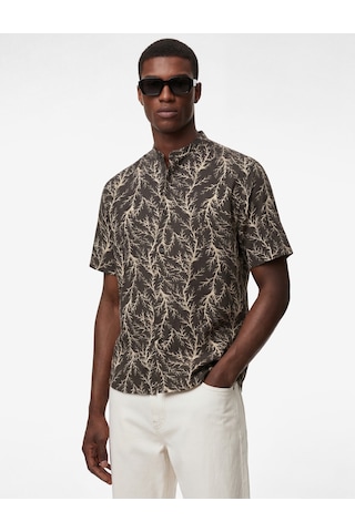 Koton Regular Fit Kısa Kollu Devrik Yaka Desenli Gömlek Bej Desenli 6sam60048hw Ekru