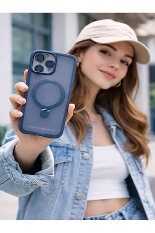 Mmc Trend Apple Uyumlu iPhone 14 Pro Max Lensli Telefon Kılıfı Mavi