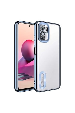 Xiaomi Redmi Note 10 Kılıf Kamera Korumalı Logo Gösteren Zore Omega Kapak Sierra Mavi