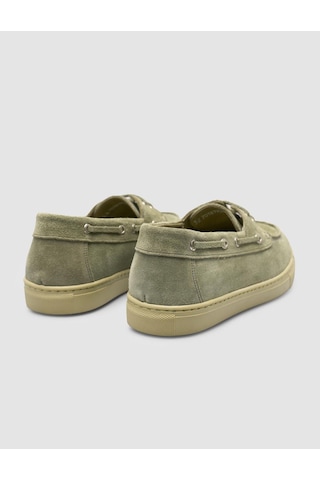 Monamae %100 Hakiki Deri Yeşil Süet Kadın Loafer YESIL