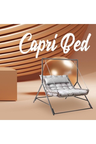 Bed Çiftli Rattan Bahçe Balkon Salıncağı Gri Diğer