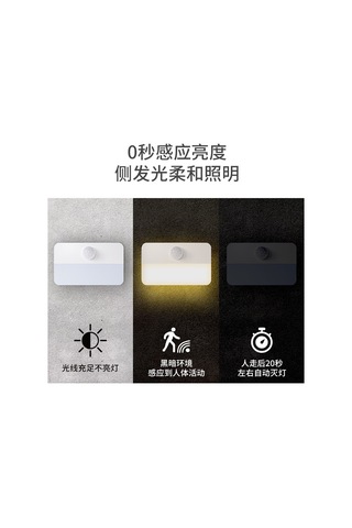 Hombey Otomatik Hareketli Duvâr Lambası - Akıllı Işık Ve Hareket Algılayıcı, Beyaz Işık, 3 Aaa Pil Dahil Değil , Mutfak/dolap/yatak Odası İçin T046 Beyaz