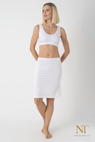 Nt Underwear Bambu Dizüstü Etek Astarı, Midi Jupon - Doğal Kumaş, Modern Kalıp. Beyaz