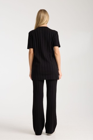 Çizgili Relax Fit İkili Takım Dnv-000019 Siyah