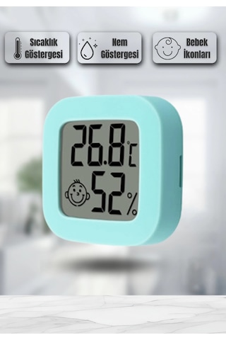 Mini Akıllı Sıcaklık Nem Ölçer Lcd Oda Termometre Duvara Takılabilen Masaüstü Isı Göstergesi Yeşil