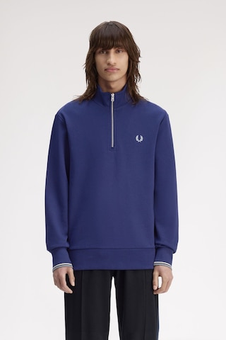 Fred Perry M3574 Half Zip Erkek Sweatshirt Mavi