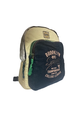 Old Cotton Cargo Kaliteli Tek Bölmeli Vintage Salaş Disayn Günlük Sırt Gezi Okul Kamp Çantası 32 Cm X 38 Cm Bej
